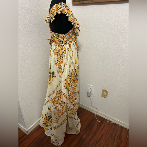 Farm Rio Cashew Ruffle Crossback Off White & Yellow Floral Maxi Dress - XS - Picture 8 of 13